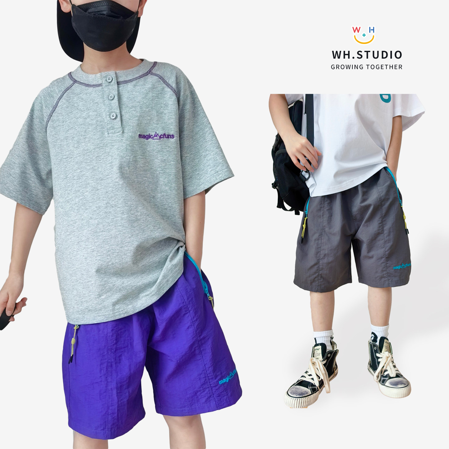 高质感亨利领短袖T速干短裤套装