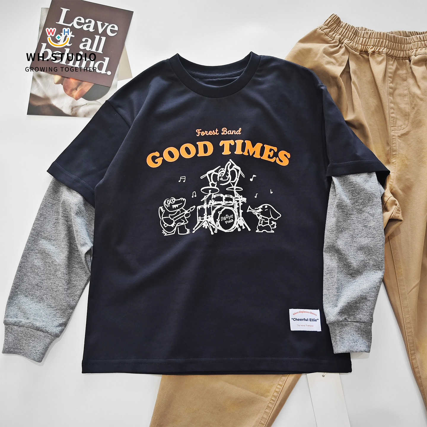 威廉家|26s春款 软糯童趣欢乐乐队涂鸦男女儿童纯棉假两件长袖T恤,童装/婴儿装/亲子装,T恤,淘宝优惠券,粉丝福利购,淘宝优惠卷