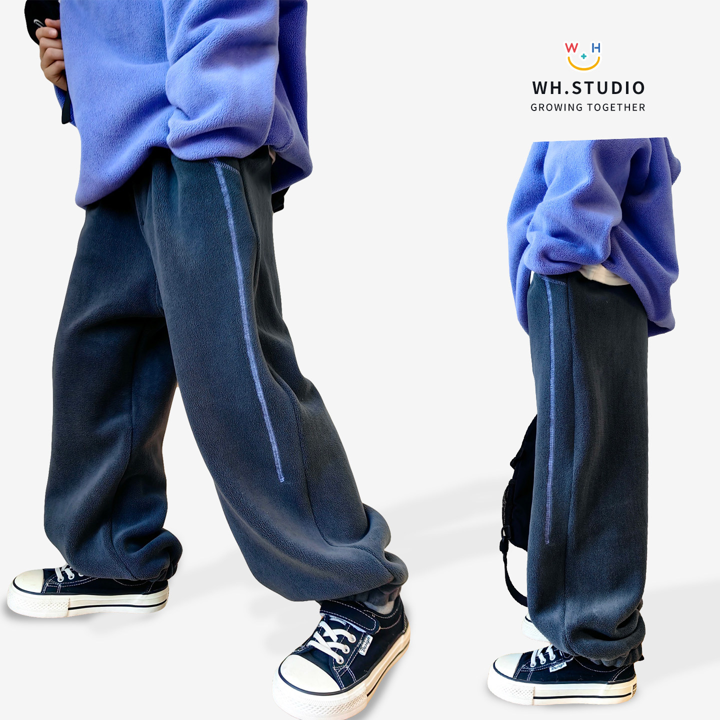 威廉家|亲妈好爱 双面奥粒绒一体绒卫裤男童女童软糯保暖运动长裤