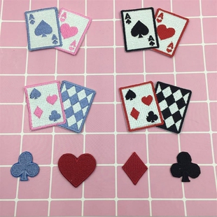 刺绣发饰手账潮流创意欧美个性 饰修补贴花补丁贴 徽章扑克牌布贴装