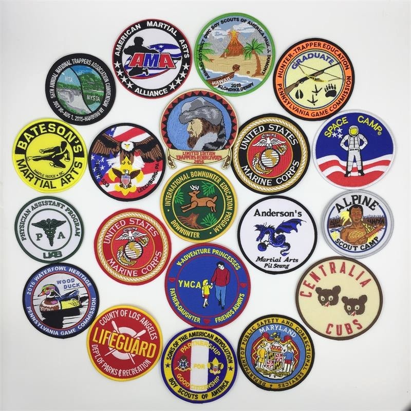 童军徽章大号圆形时尚风景动物人物布贴衣服补丁贴潮刺绣装饰贴花