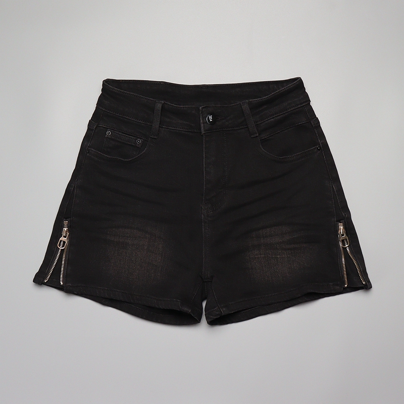 高腰黑色牛仔裤女士夏季显瘦拉链款短裤热裤外穿弹性柔软舒适大码