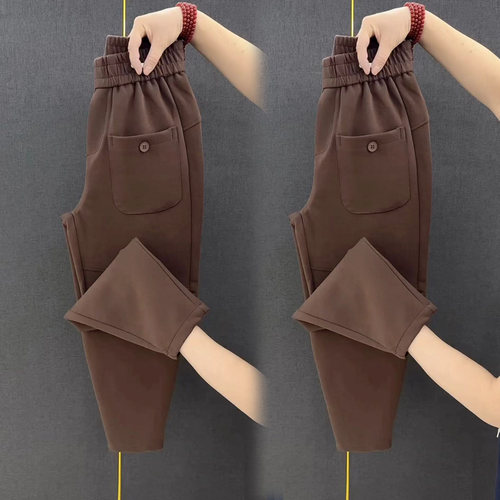 韩版原创高腰加绒保暖九分裤