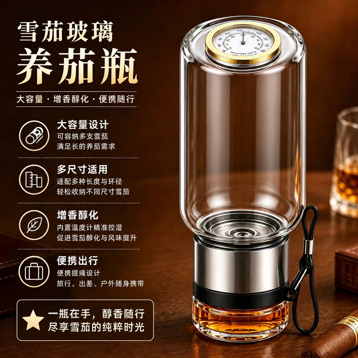 大容量雪茄养茄瓶醇化保湿增香