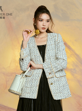 ANOTHER ONE安那迪设计感小香风外套气质通勤单排扣双袋宽松上衣