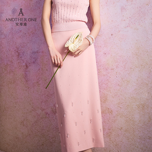 ANOTHER ONE安那迪精致设计感优雅半身裙女时髦水晶直筒铅笔裙