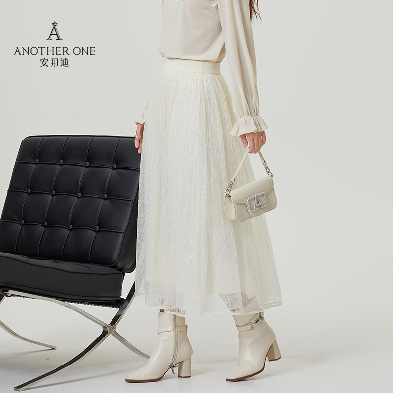 安那迪法式温柔蕾丝网纱半身裙