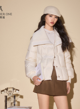 ANOTHER ONE安那迪针织大翻领羽绒服女新款时尚百搭短款保暖外套