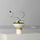 中古艺术天然玉石花瓶花艺售楼处客厅茶几苔藓绿植小桌花摆件果盘