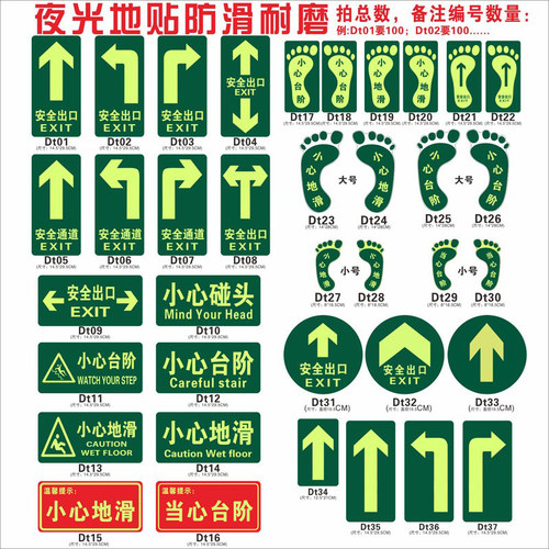 5张安全出口地贴耐磨指示牌