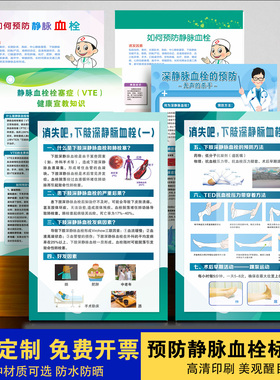 静脉血栓栓寒症预防图示温馨标识牌预防下肢静脉血栓脚踝练习墙贴防水防晒文字可定制宣传展板医院宣传健康