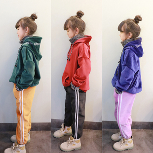 清仓不退换 男童女童加厚加绒卫衣冬装儿童假两件套中大童打底衫