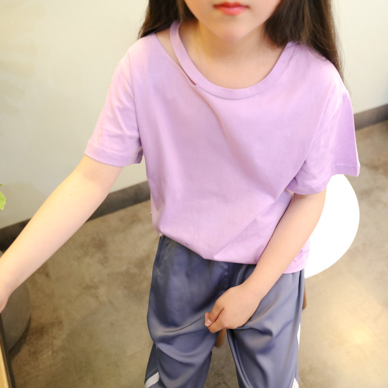 清仓不退换 女童镂空短袖T恤童装儿童韩版上衣中大童体恤衫
