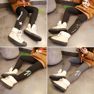 清仓不退换 冬装中大童加厚加绒踩脚打底裤儿童小脚裤女童靴裤子