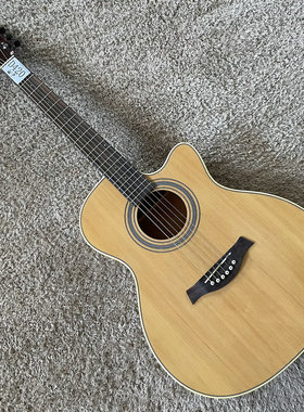 库存卢森 Rosen 云杉木合板民谣木吉他40英寸缺角初学入门 微瑕