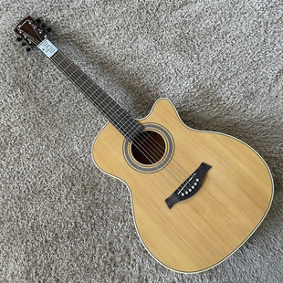库存卢森 Rosen 云杉木合板民谣木吉他40英寸缺角初学入门 微瑕