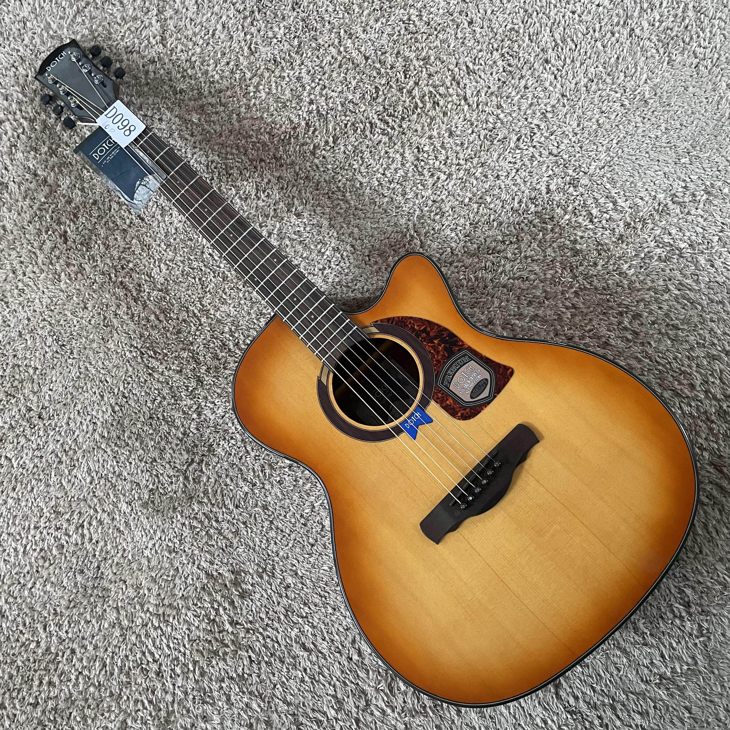 品牌 dotch 道奇云杉木合板民谣木吉他 40寸库存 缺角蜜糖色初学