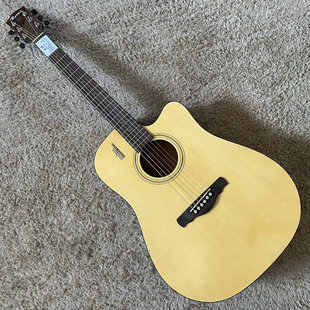 库存卢森 Rosen云杉桃花心木合板民谣木吉他原木色41英寸缺角微瑕