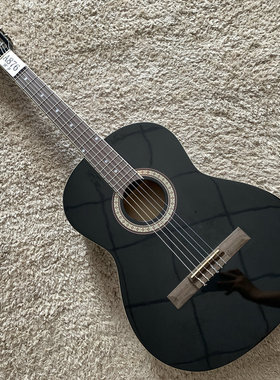 出口品牌  Pluto 云杉木合板古典吉他 39英寸 黑色琴颈可调 初学