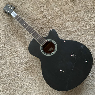 库存 瑕疵 黑色民谣木吉他 合板40寸半成品无配件 装饰道具特价