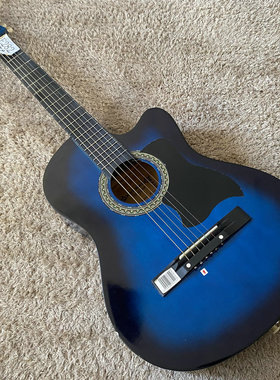 樱花  39英寸民谣木吉他合板 渐变蓝色库存瑕疵装饰道具 不换
