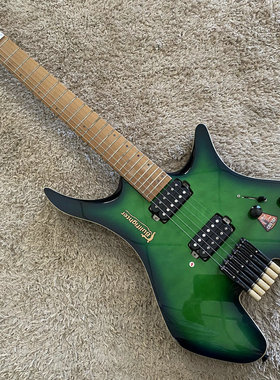 品牌 斗牛士 便携无头电吉他 枫木大花 绿色  拾音器可切单 24品