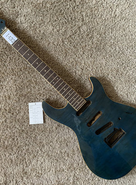 台湾工厂样品 Deville电吉他半成品无配件桃花芯枫木虎纹22品瑕疵