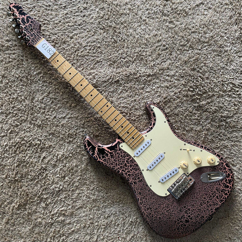 库存老法-利达电吉他ST 款式复古单摇三单拾音器爆裂纹枫木指板