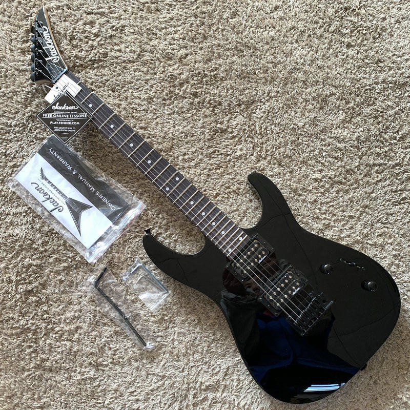 正品 JACKSON JS12 杰克逊 电吉他小双摇 24品亮黑色 初学入门