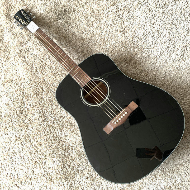 fender 芬达 无标 cd60 41英寸云杉木民谣木吉他合板库存黑色微瑕