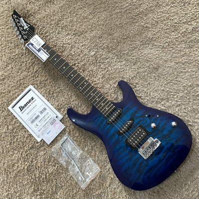 微瑕 IBanez 依班娜 爱宾斯GSA60QA-TBB 小双摇 电吉他蓝色水波纹