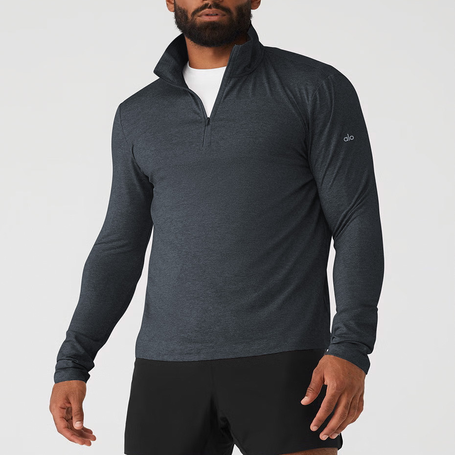Alo 2025秋季新款男士半拉链长袖T恤立领速干健身休闲运动上衣