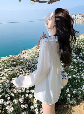 雪纺女衬衫轻奢高级感2026新款白色防晒衣女小个子休闲宽松衬衣女