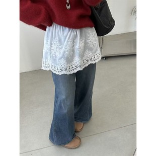 欧洲站重工刺绣蕾丝边半身裙女25冬季新款钩花高级感叠穿神器屁帘