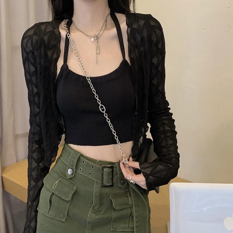 冰丝防晒开衫女薄款小披肩夏季配吊带洋装外搭罩衫坎肩蕾丝外套