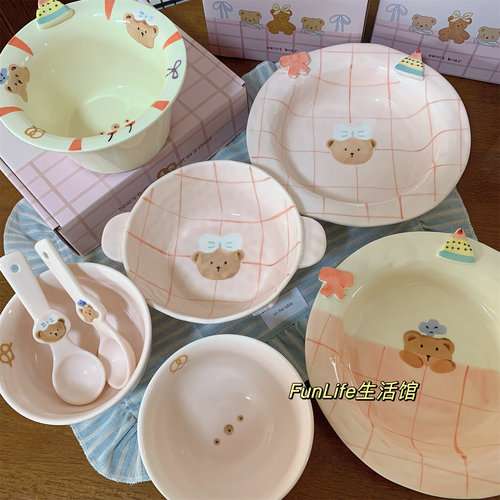 甜心小熊釉下彩陶瓷餐具