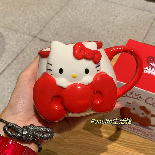 蝴蝶结hellokitty陶瓷马克杯