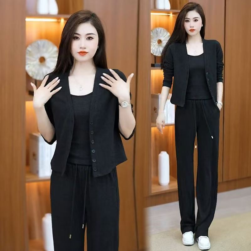 2025春秋季新款韩版大码宽松运动套装女中老年妈妈装休闲服两件套