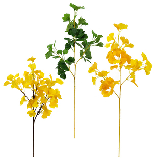 仿真树叶 银杏叶 绿色黄色叶子森系假绿植家居商场装饰 布展摄影