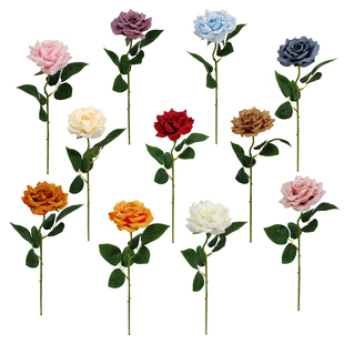 仿真花绢花 单支玫瑰花 婚庆路引家居装饰DIY插花室内 摆放 花束