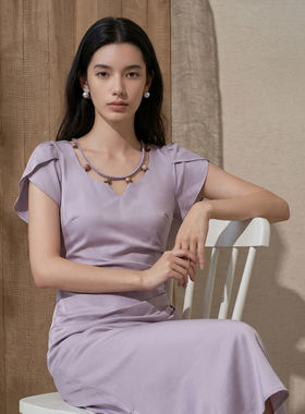 上心 ·【一帘幽梦】法式复古V领显瘦醋酸连衣裙女