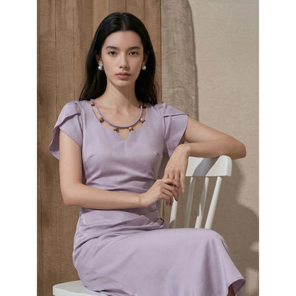 上心 ·【一帘幽梦】法式复古V领显瘦醋酸连衣裙女