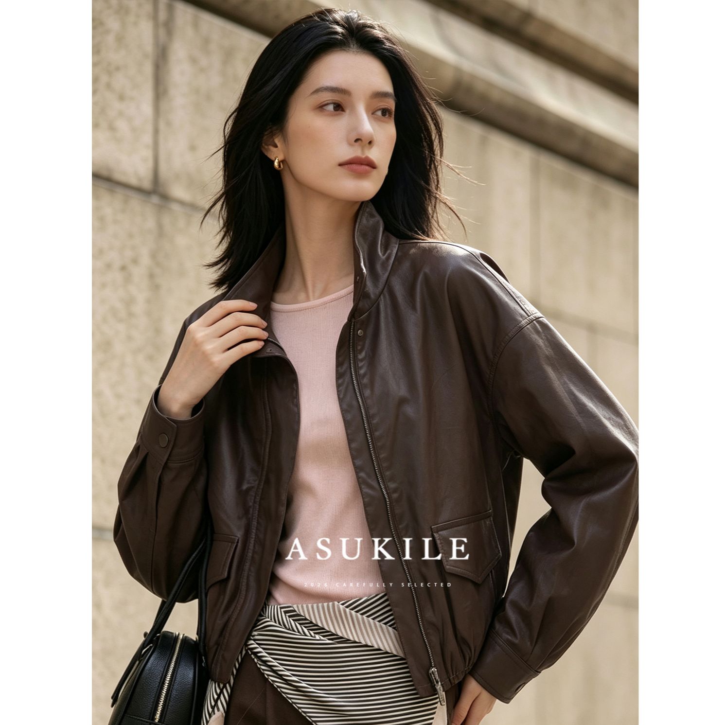 100%棉薄款小个子短款小夹克休闲外套女春秋