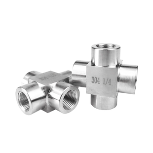 304不锈钢内丝四通内螺纹转接头方体数控高压加厚四通内丝2 4 6分