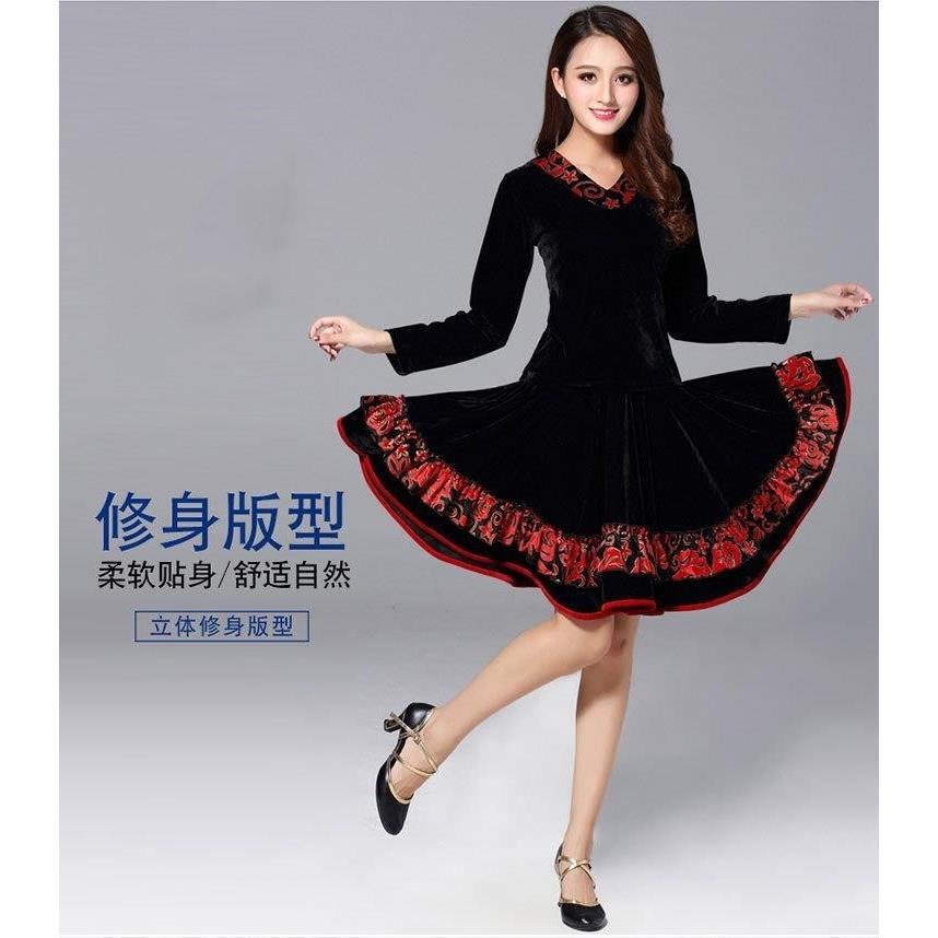 秋冬新款广场舞服装套装女金丝绒长袖演出表演舞蹈服