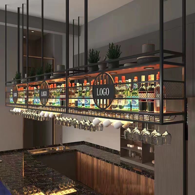 吧台酒架红酒置物架红酒杯架倒挂高脚杯架放置架悬挂酒杯架收纳架