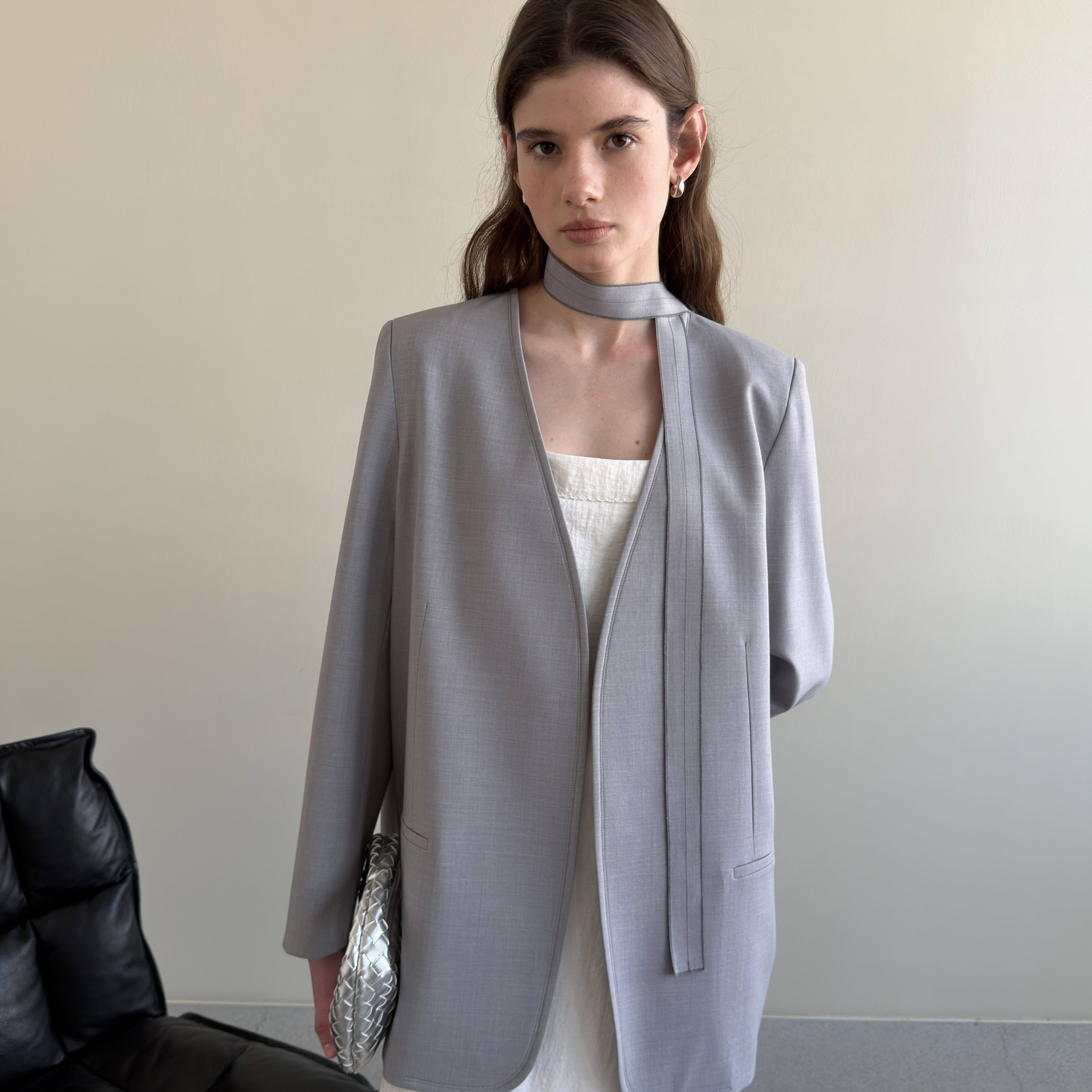 OTEA-春季新款女无领休闲西装外套西装(配腰带)（含10羊毛）27623