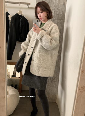 ISS-标主推爆款高品质奶呼呼翻领宽松羊毛外套（含59羊毛）H90526