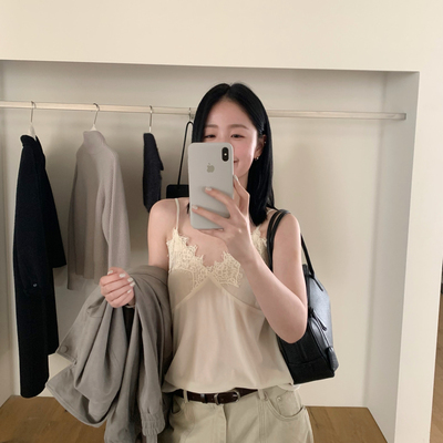 IMISS-秋上新仙仙儿～绝美重工蕾丝拼接吊带小衫S71136