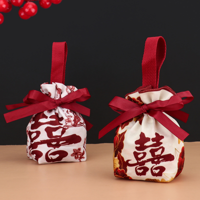 2026新款喜糖袋子结婚专用婚礼手提糖果布袋抽绳回礼包装袋喜糖盒